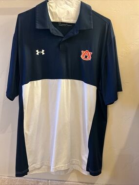 Under Armour Men’s Auburn Navy and White Polo (XL)